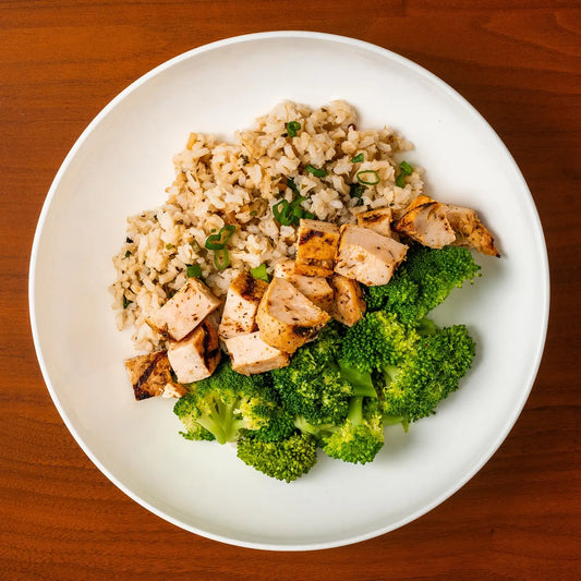 Grilled Chicken Breast, Broccoli, Cilantro Lime Brown Rice, Chimichurri Aioli